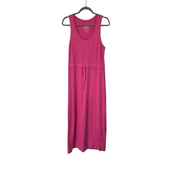 Peter Millar Bright Pink Stretchy Drawstring Waist Tank Midi Dress, Size Small - Picture 1 of 11